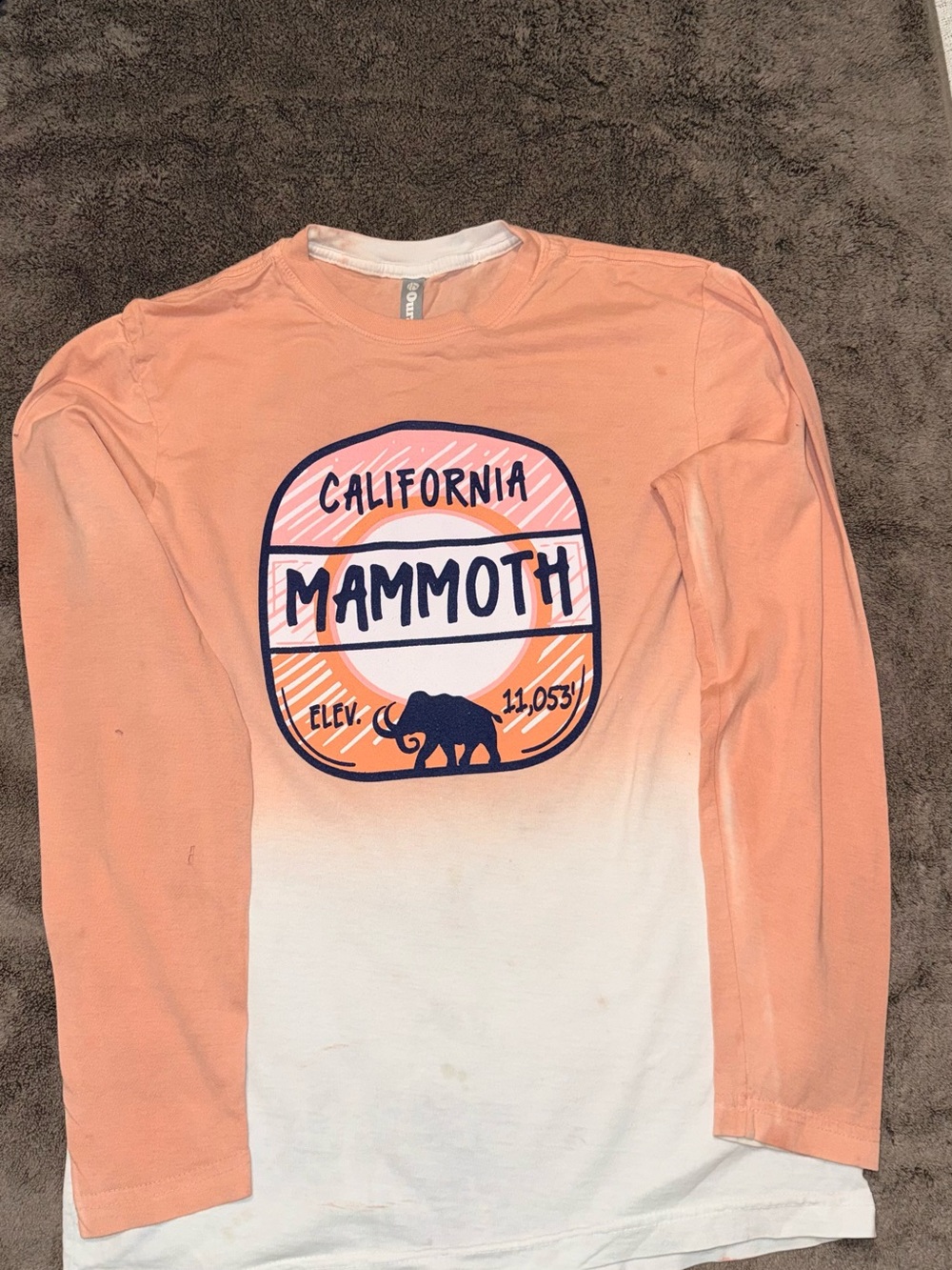 Mammoth California Ombre Long Sleeve Tee - Peach/White
